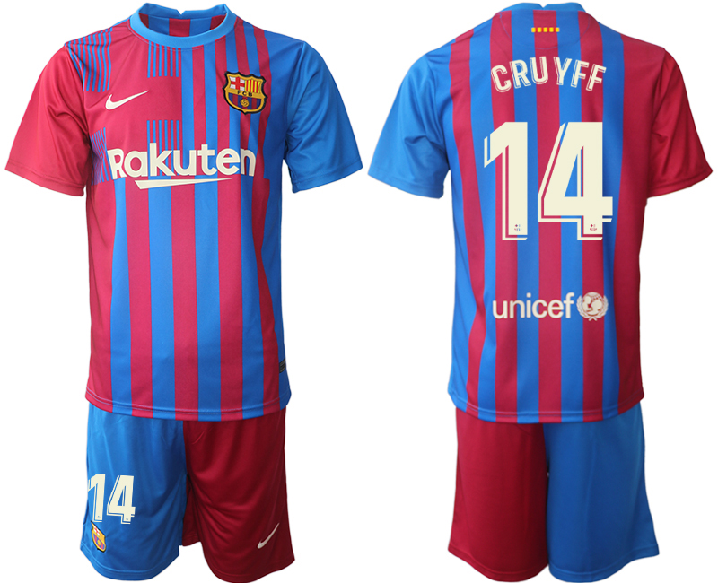 Men 2021-2022 Club Barcelona home red #14 Nike Soccer Jerseys->customized soccer jersey->Custom Jersey